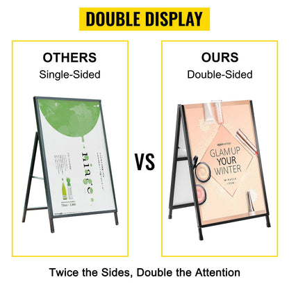 Double-Sided Black Steel A-Frame Sign with 60x90 cm Posters for Sidewalk Display
