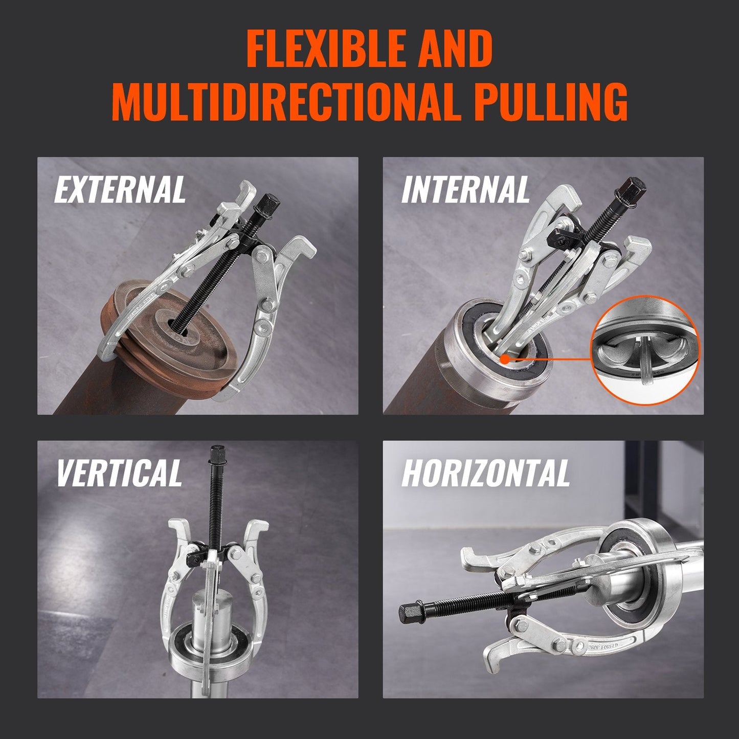 Heavy-Duty 3-Jaw Gear Puller Set, 0.07m to 0.2m, 4-Piece Adjustable Kit