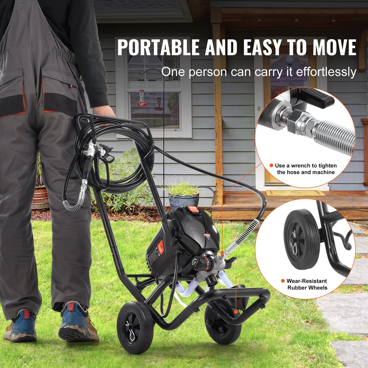 VEVOR Stand Airless Paint Sprayer, 750W 3000PSI High Efficiency Electric Airless
