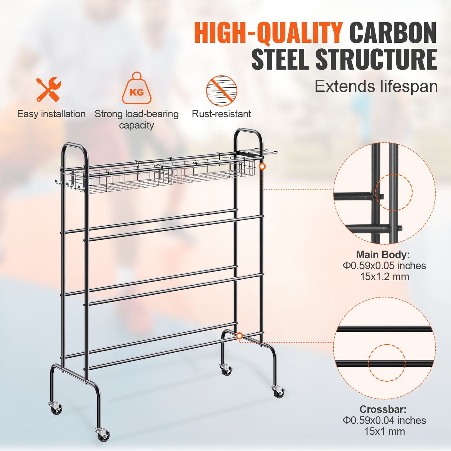 VEVOR Basketball Rack, 4-Layers Rolling Basketball Shooting Training Stand, Sports