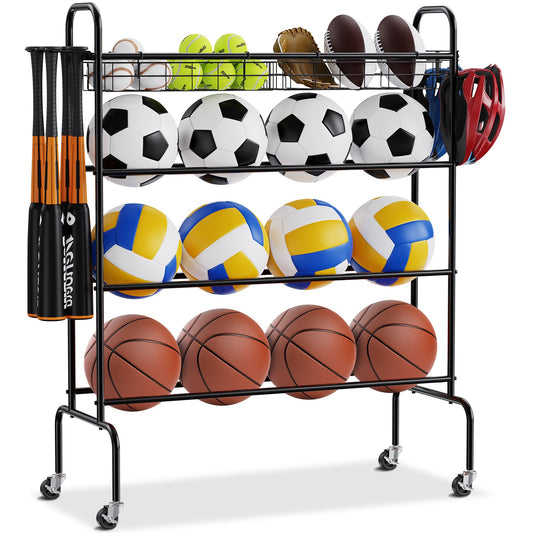 VEVOR Basketball Rack, 4-Layers Rolling Basketball Shooting Training Stand, Sports