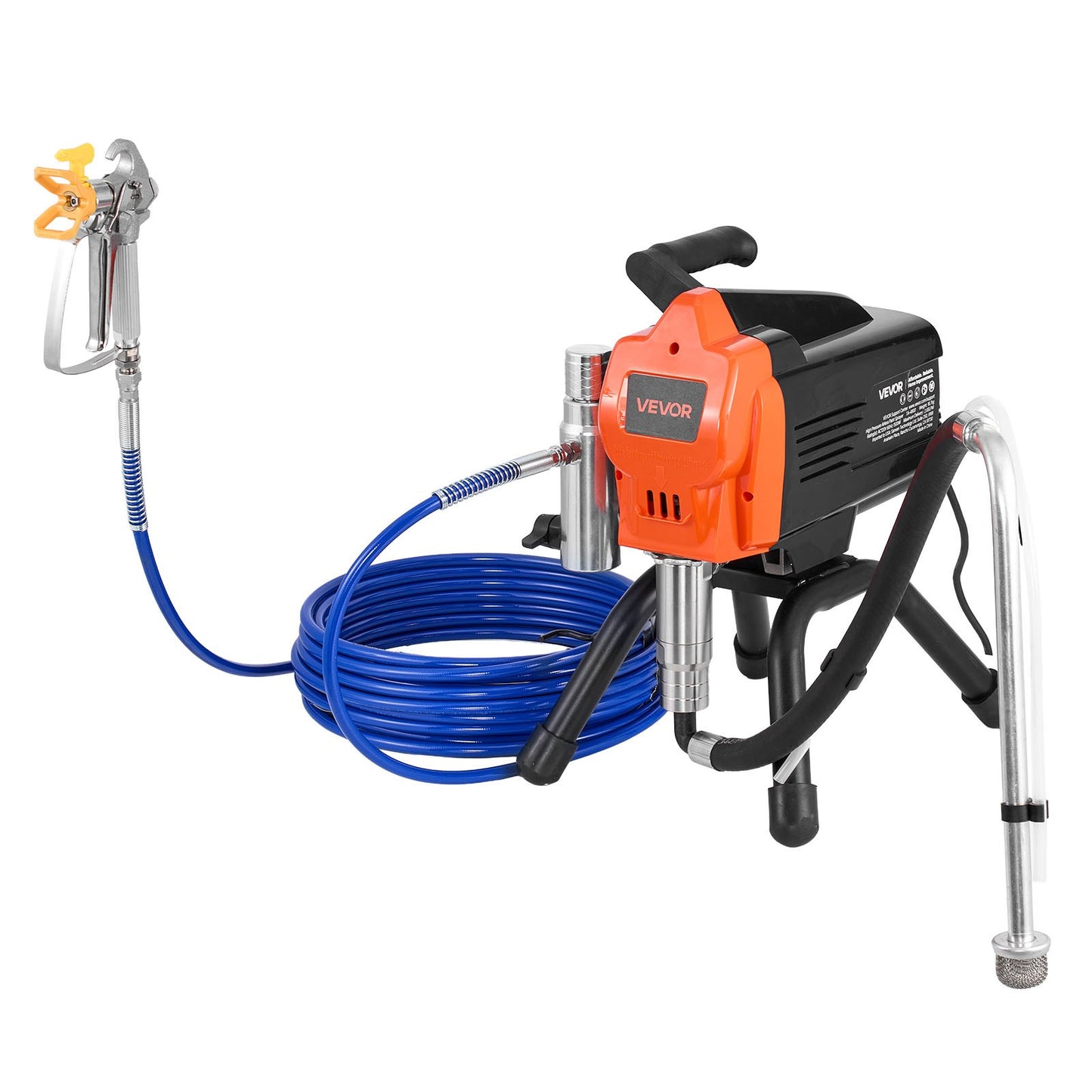 Stand Airless Paint Sprayer, 1500W, 3300PSI High Pressure Airless Sprayer, Cleaning Brush, Hose, Extension Rod, Nozzles, Electric Spray Paint Machine for Large Apartments, Factory Buildings
