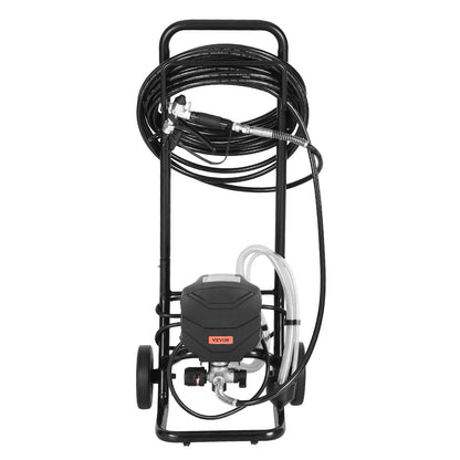 Stand Airless Paint Sprayer, 650W, 3000PSI High Pressure Airless Sprayer with Cart, Cleaning Brush, Hose, Extension Rod, Nozzles, Electric Spray Paint Machine for House Exterior and Interior