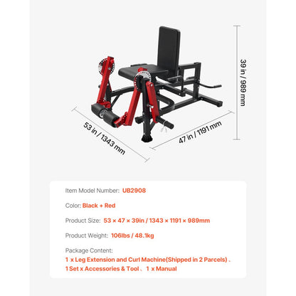 VEVOR Leg Extension and Curl Machine Seated Leg Rotary Extension Bench 700lbs