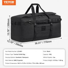 100L Tactical Gym Bag with Molle System, Waterproof and Durable Design