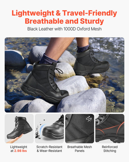 Men's Military Tactical Boots, 152.4 mm Combat Hiking Work Boots, Lightweight & Breathable & Sturdy Mens Motorcycle Interceptor Trooper Boot, for Outdoor Security Mountaineering, UK Size 10