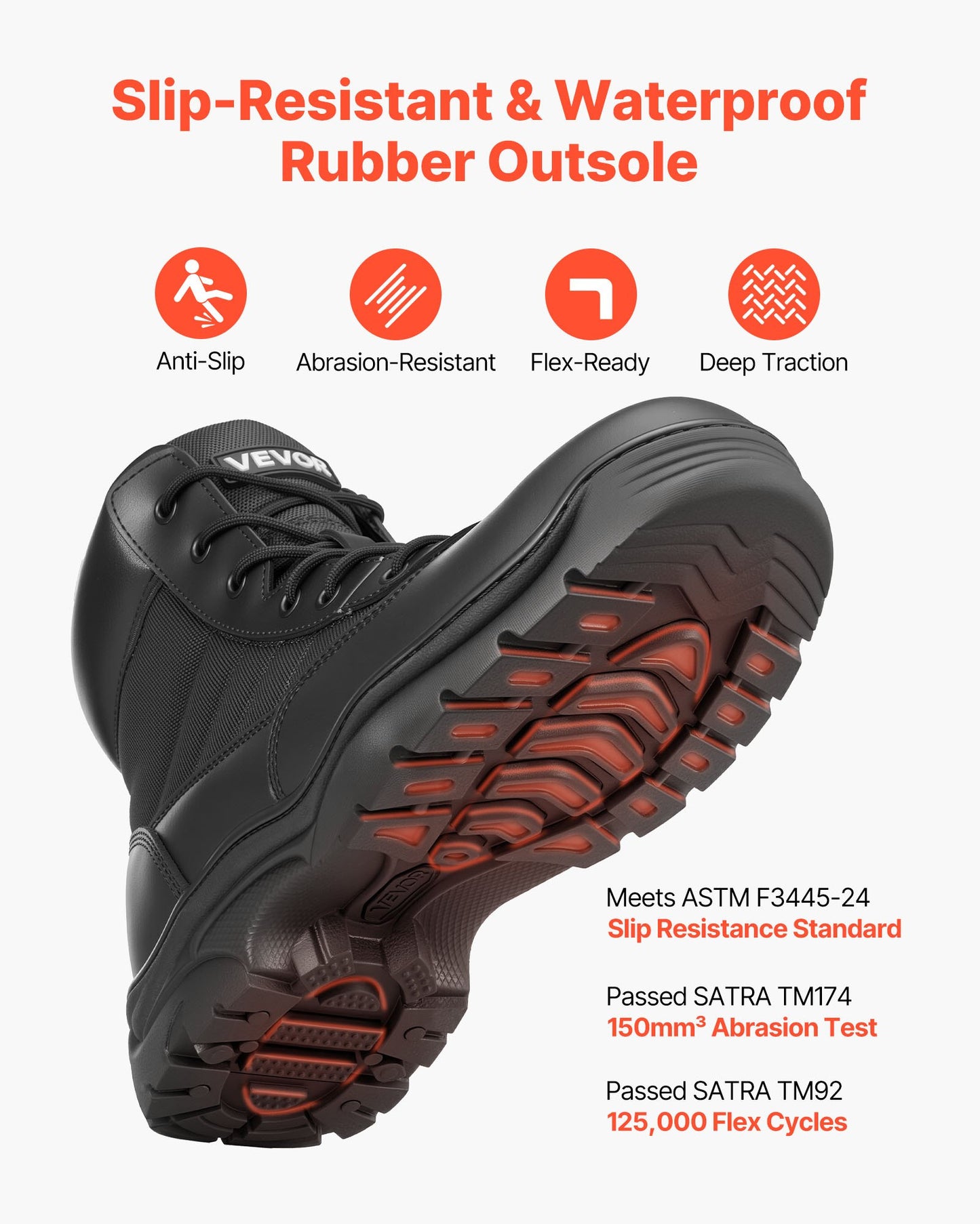 Men's Military Tactical Boots, 152.4 mm Combat Hiking Work Boots, Lightweight & Breathable & Sturdy Mens Motorcycle Interceptor Trooper Boot, for Outdoor Security Mountaineering, UK Size 9.5