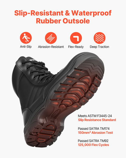Men's Military Tactical Boots, 203 mm Combat Hiking Work Boots, Lightweight & Breathable Side Zipper Mens Motorcycle Interceptor Trooper Boot, for Outdoor Security Mountaineering, UK Size 8