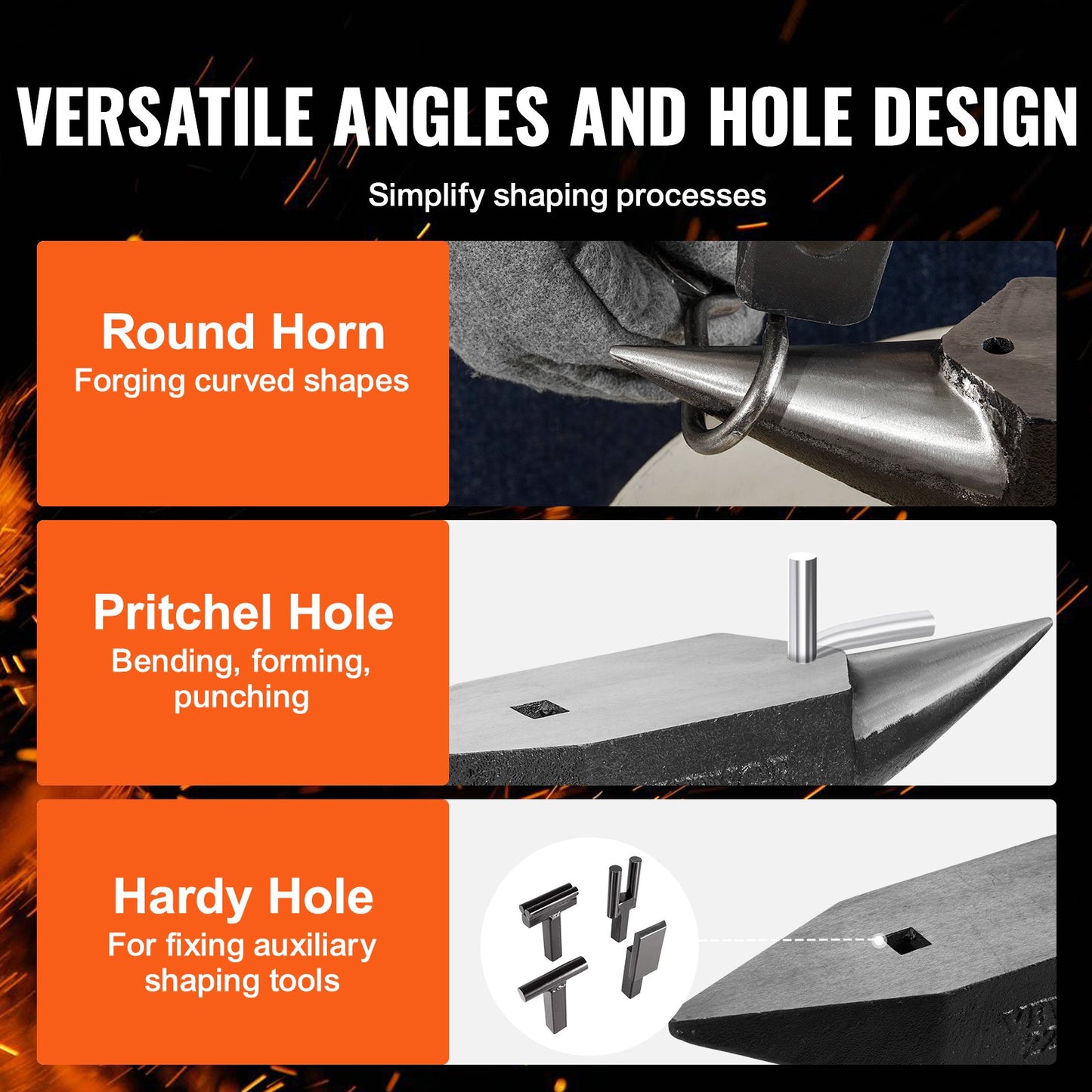 VEVOR Single Horn Anvil, 22Lbs Cast Steel Anvil, High Hardness Rugged Round Horn