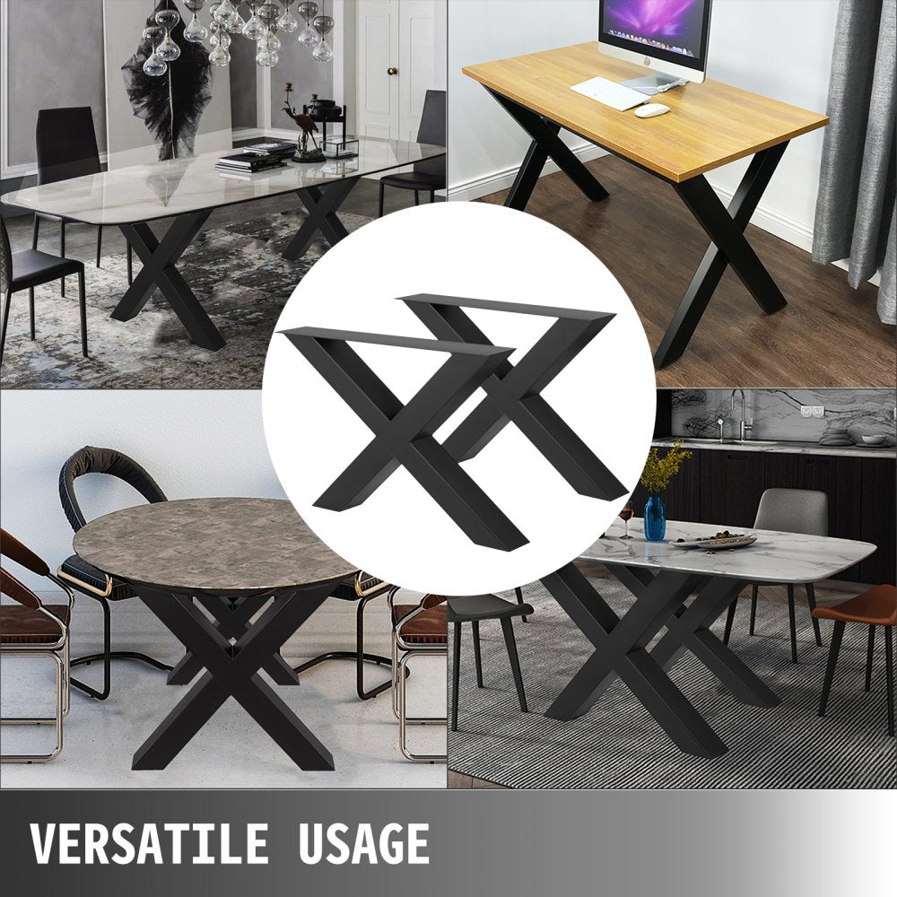 Black Table Legs X-frame Steel Dining Table Desk 720X760MM