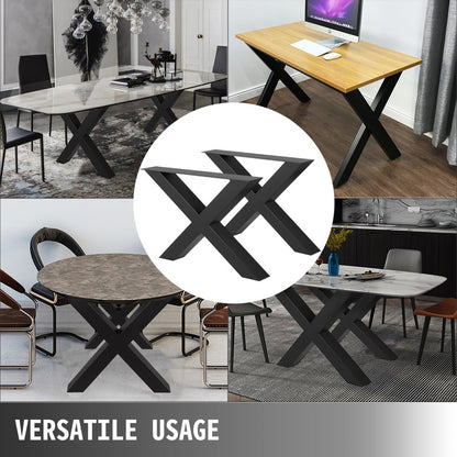 Black Table Legs X-frame Steel Dining Table Desk 720X760MM