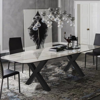 Black Table Legs X-frame Steel Dining Table Desk 720X760MM
