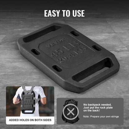 Cast Iron Ruck Weights,  45LB Single Ruck Plate, Weighted Weights for Rucking, Solid Ruck Plate Weight for Rucking, Swings, Squat, Strength Training, Weightlifting, Fitness Workout