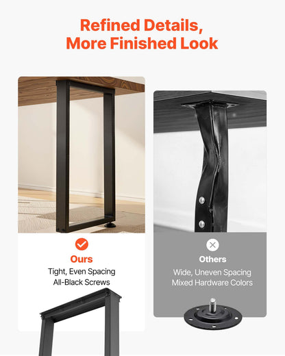Table Legs, 740 x 450 mm (H x W) Square Steel Furniture Legs, Modular Design, Easy Assembly, 2204 lbs Max Load Heavy Duty, for Home Office Desk, Workbenches, Dinner Bar Tables, Set of 2, Black