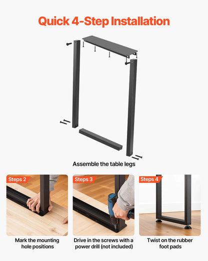 Table Legs, 740 x 450 mm (H x W) Square Steel Furniture Legs, Modular Design, Easy Assembly, 2204 lbs Max Load Heavy Duty, for Home Office Desk, Workbenches, Dinner Bar Tables, Set of 2, Black