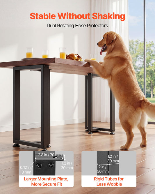 Table Legs, 740 x 450 mm (H x W) Square T Shape Steel Furniture Legs, Modular Design, Easy Assembly, 1000 kg Max Load Heavy Duty, for Home Office Desk, Dinner Table, Workbench, Set of 2, Black