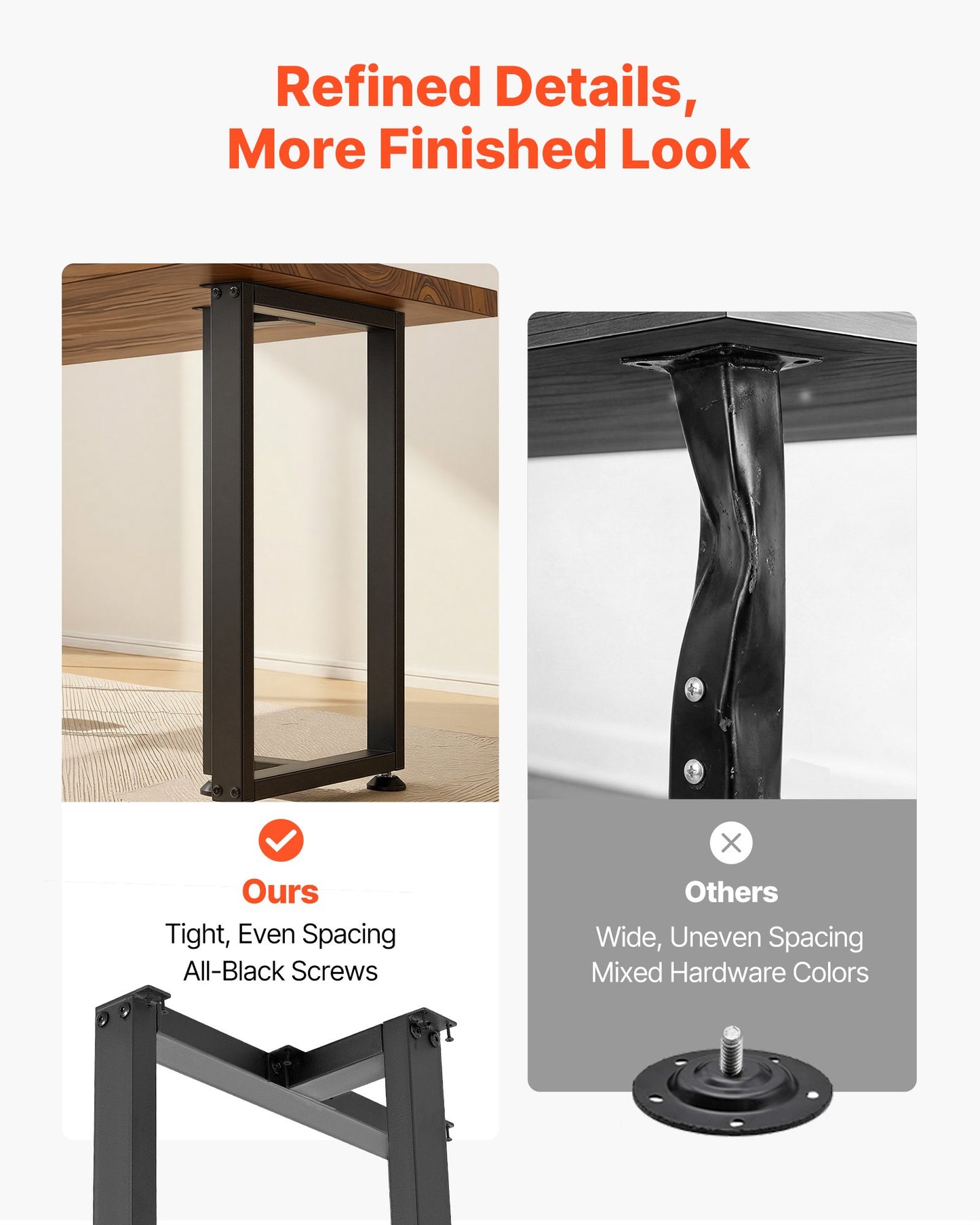 Table Legs, 740 x 450 mm (H x W) Square T Shape Steel Furniture Legs, Modular Design, Easy Assembly, 1000 kg Max Load Heavy Duty, for Home Office Desk, Dinner Table, Workbench, Set of 2, Black