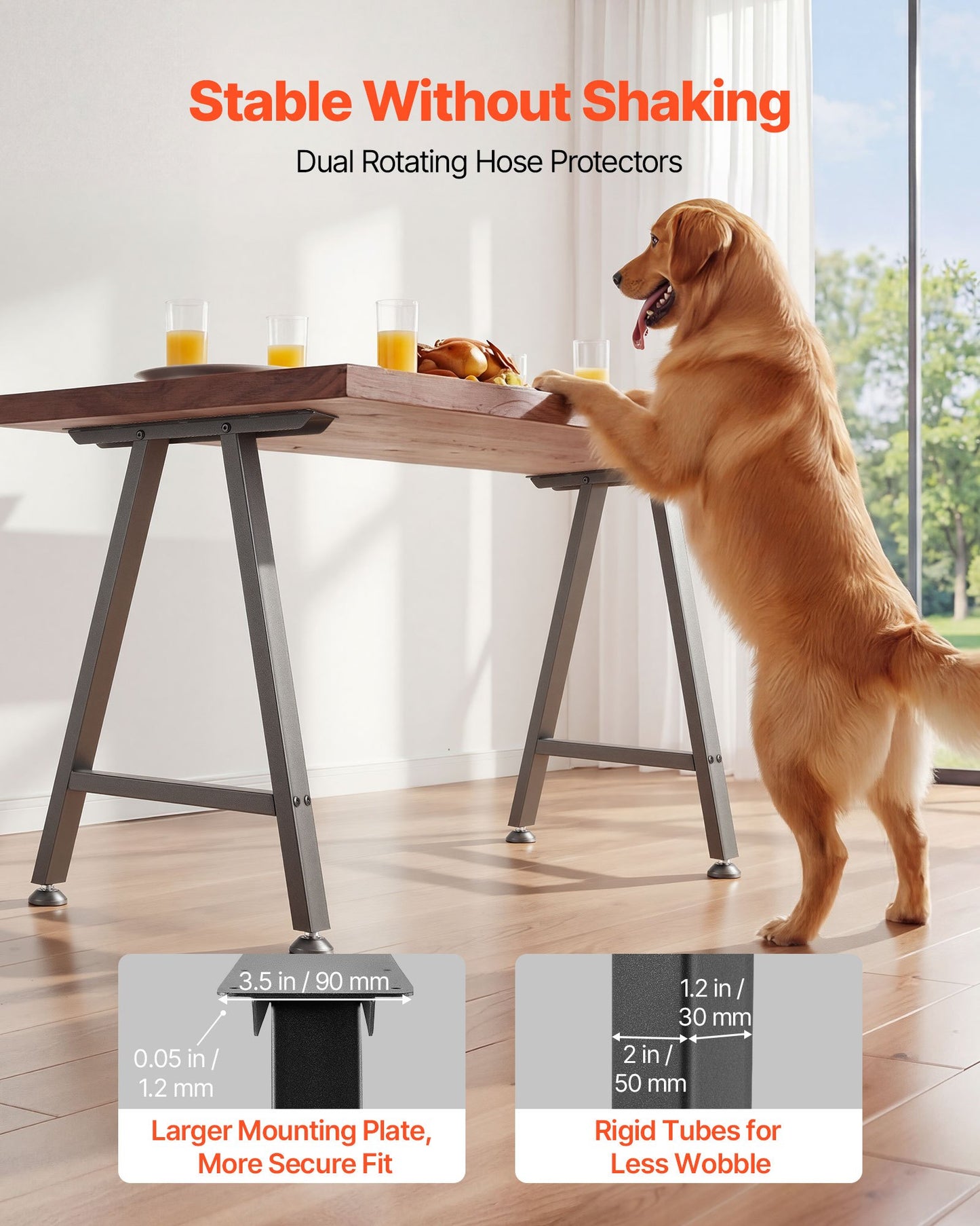 Table Legs, 740 x 550 mm (H x W) Trapezoid Steel Furniture Legs, Modular Design, Easy Assembly, 1000 kg Max Load Heavy Duty, for Home Office Desk, Coffee Dinner Bar Tables,Set of 2, Black
