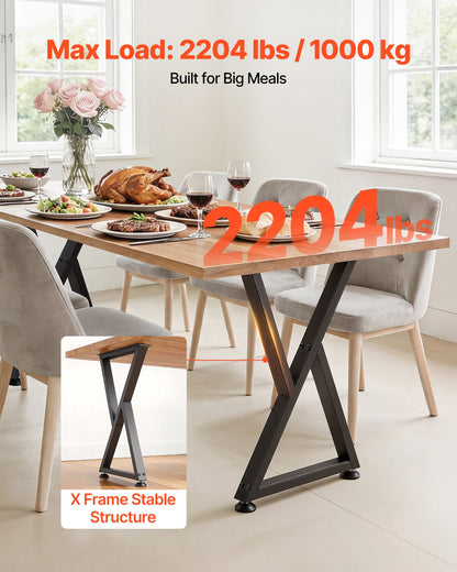 Table Legs, 740 x 472 mm (H x W) Steel Furniture Legs, Modular Design, Easy Assembly, 1000 kg Max Load Heavy Duty, Z Shape for Home Office Desk DIY, Coffee Dinner Tables, Workbench,2 PCS, Black