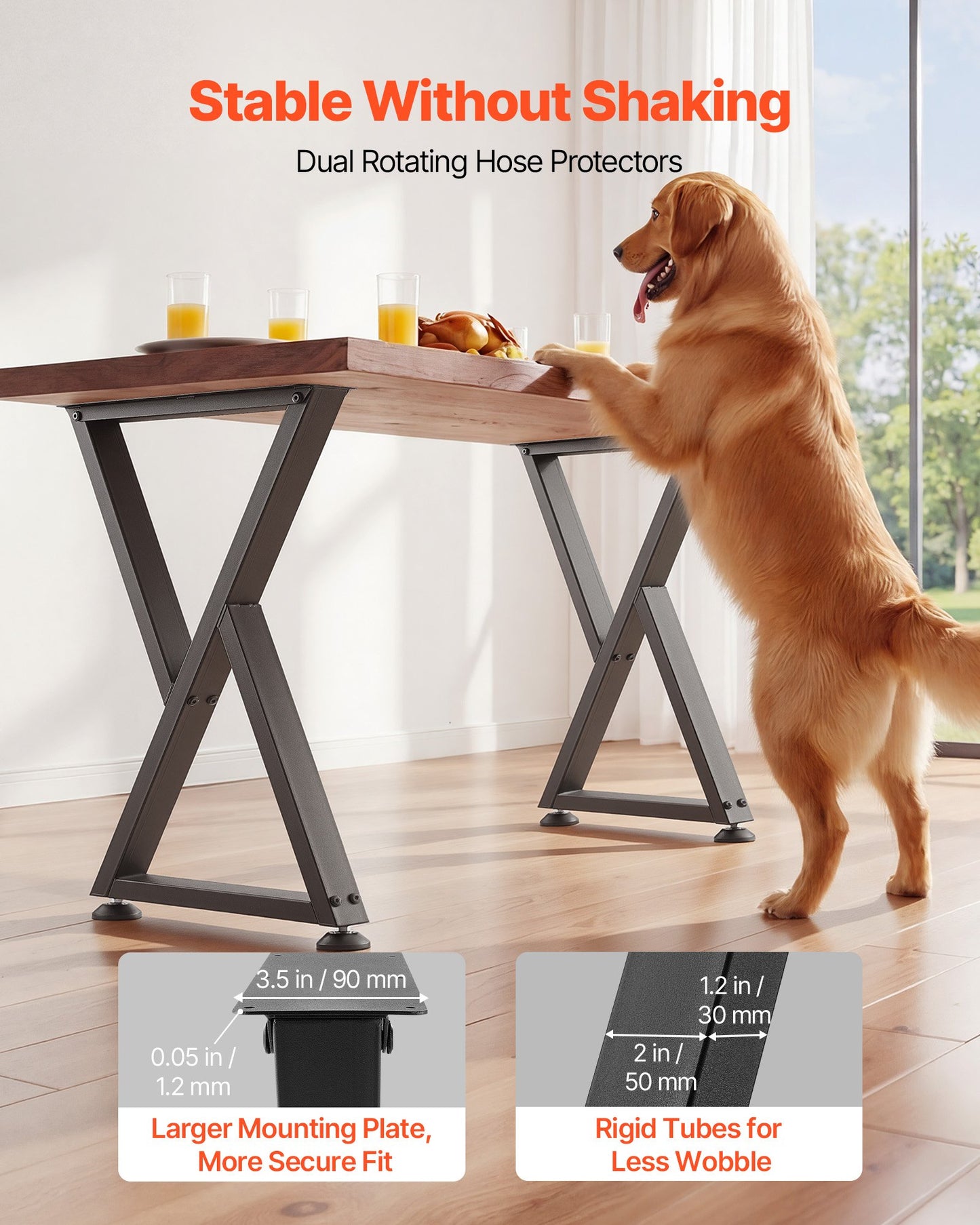 Table Legs, 740 x 472 mm (H x W) Steel Furniture Legs, Modular Design, Easy Assembly, 1000 kg Max Load Heavy Duty, Z Shape for Home Office Desk DIY, Coffee Dinner Tables, Workbench,2 PCS, Black
