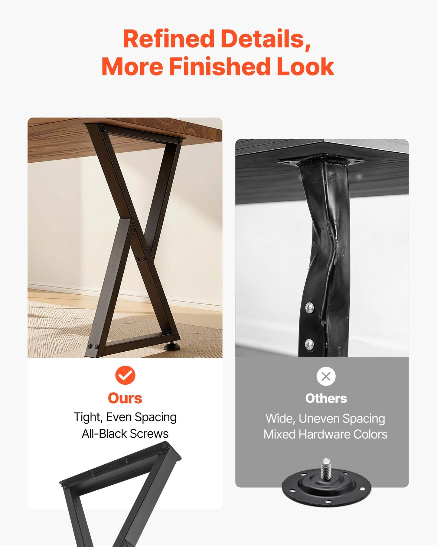 Table Legs, 740 x 472 mm (H x W) Steel Furniture Legs, Modular Design, Easy Assembly, 1000 kg Max Load Heavy Duty, Z Shape for Home Office Desk DIY, Coffee Dinner Tables, Workbench,2 PCS, Black