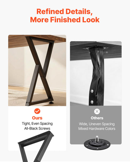 Table Legs, 740 x 472 mm (H x W) Steel Furniture Legs, Modular Design, Easy Assembly, 1000 kg Max Load Heavy Duty, Z Shape for Home Office Desk DIY, Coffee Dinner Tables, Workbench,2 PCS, Black