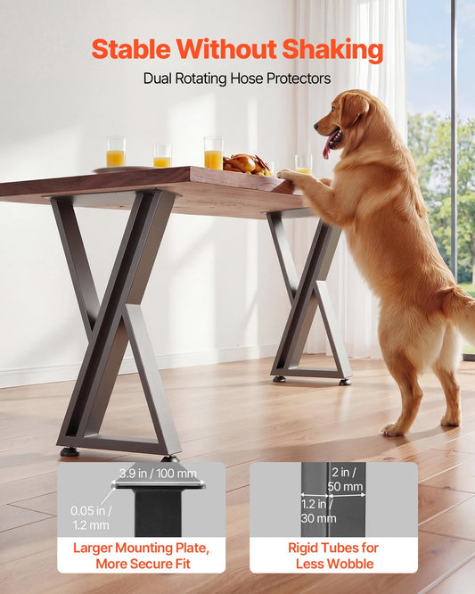 Table Legs, 740 x 610 mm (H x W) Steel Furniture Legs, 1000 kg Max Load Heavy Duty, Easy Installation, Stable for Home Office Desk DIY, Coffee Dinner Bar Tables, Workbenches,Set of 2, Black