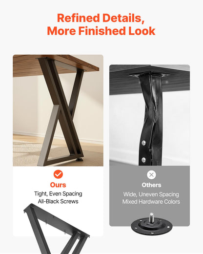 Table Legs, 740 x 610 mm (H x W) Steel Furniture Legs, 1000 kg Max Load Heavy Duty, Easy Installation, Stable for Home Office Desk DIY, Coffee Dinner Bar Tables, Workbenches,Set of 2, Black