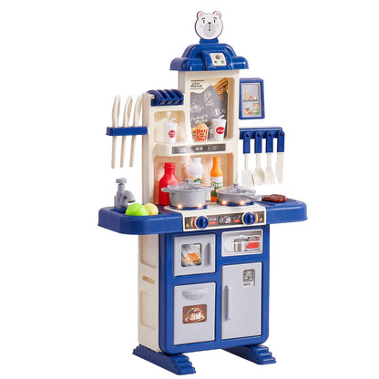 Kids' Blue Kitchen Playset with 48-Piece Accessories, 47 x 24 x 78 cm