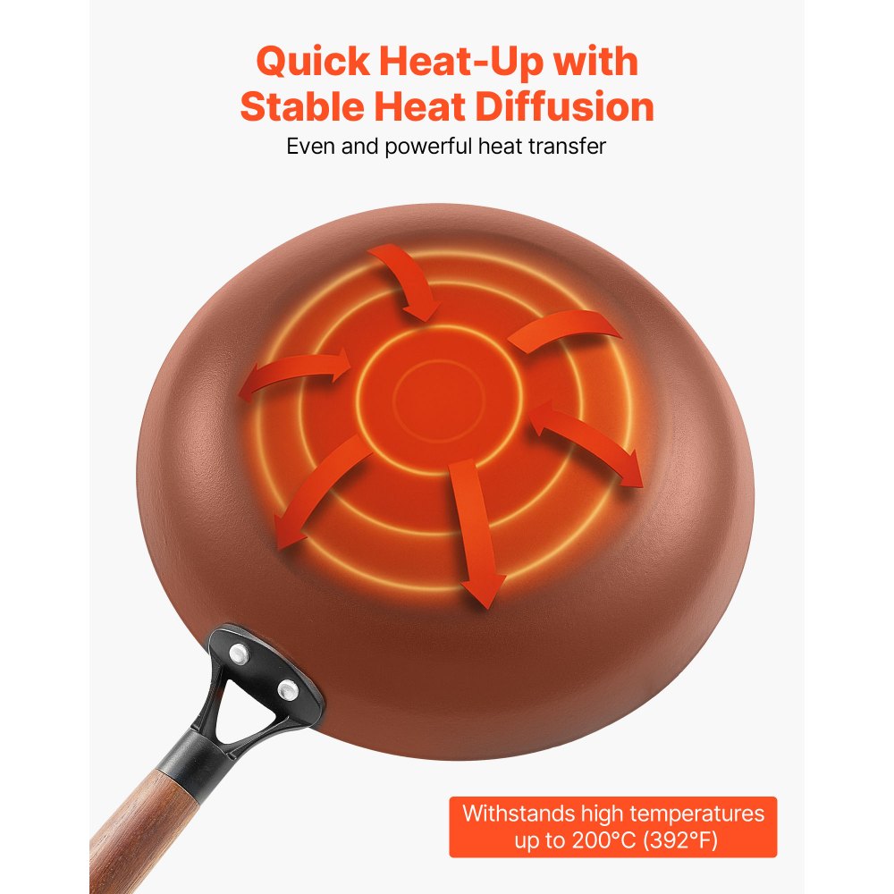 3 Piece Cast Iron Skillet Frying Pan Set 205 265 310 mm Nonstick Black