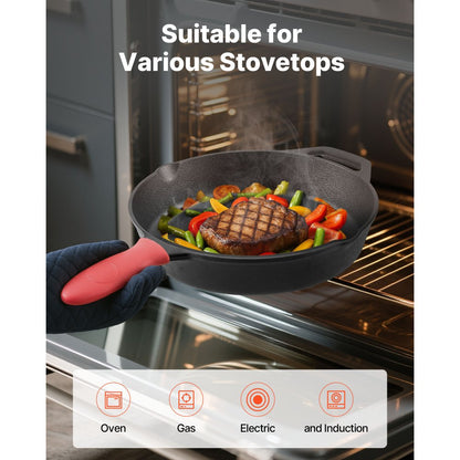 4 Piece Cast Iron Skillet Frying Pan Set 155 205 260 305 mm Handle Black