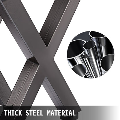 Industrial Steel Dining Table Legs Set, 0.72m Height, 0.6m Wide, Heavy Duty
