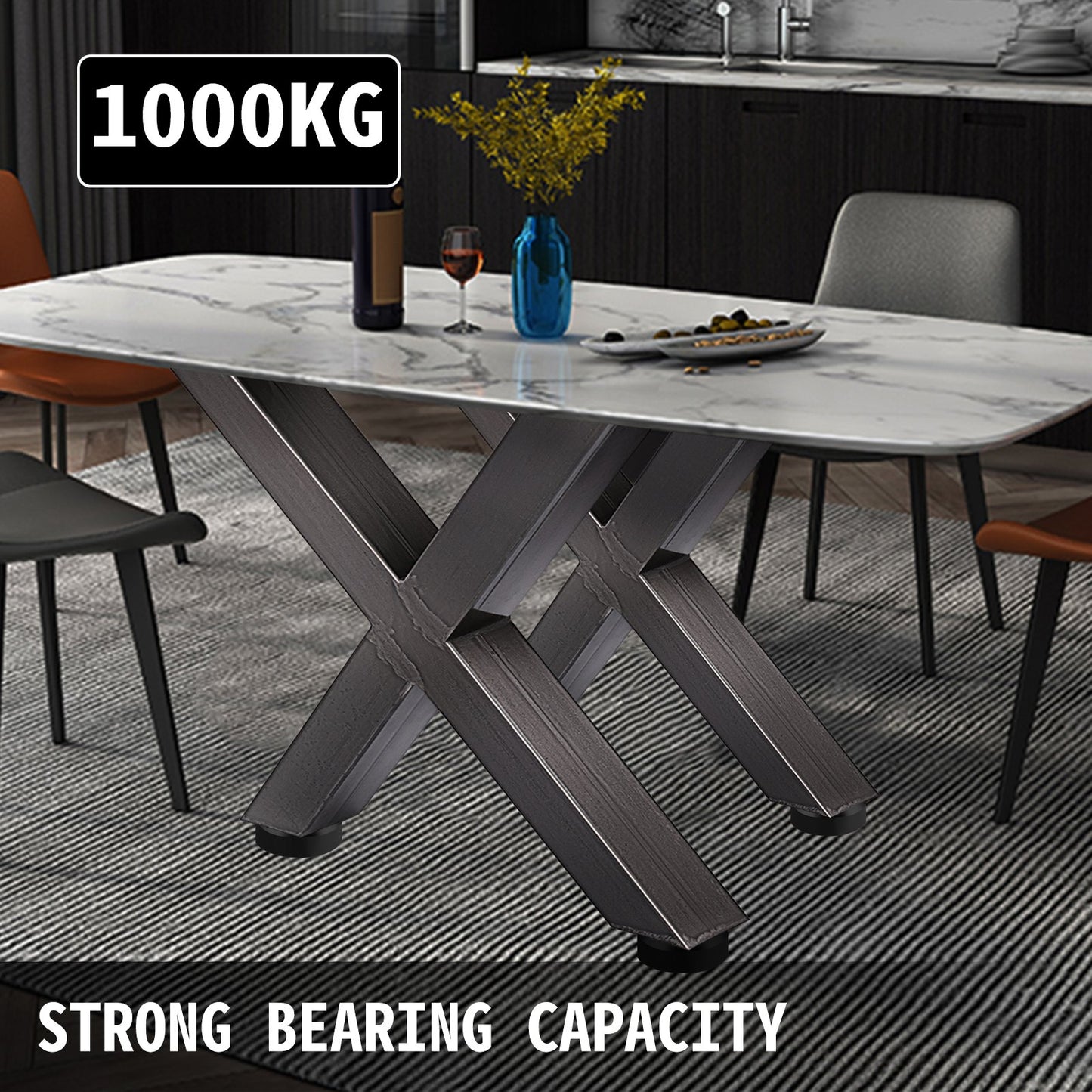 VEVOR Set of 2 Steel Table Legs, 28'Height 24'Wide Dining Table Legs, Heavy Duty