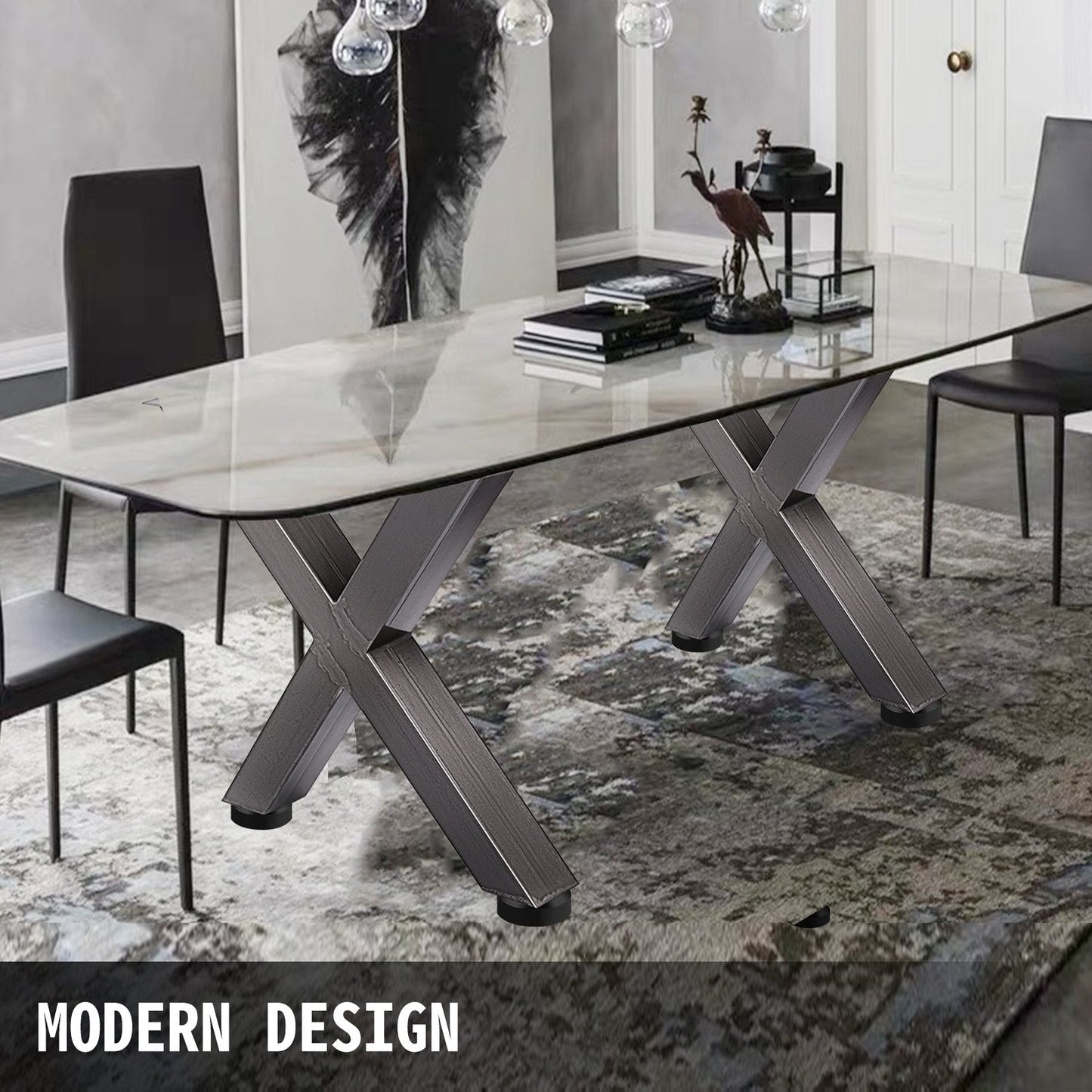 Industrial Steel Dining Table Legs Set, 0.72m Height, 0.6m Wide, Heavy Duty