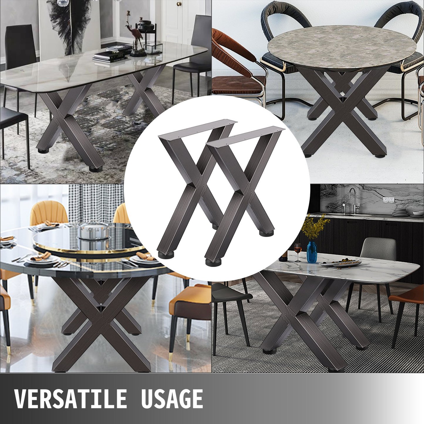 VEVOR Set of 2 Steel Table Legs, 28'Height 24'Wide Dining Table Legs, Heavy Duty