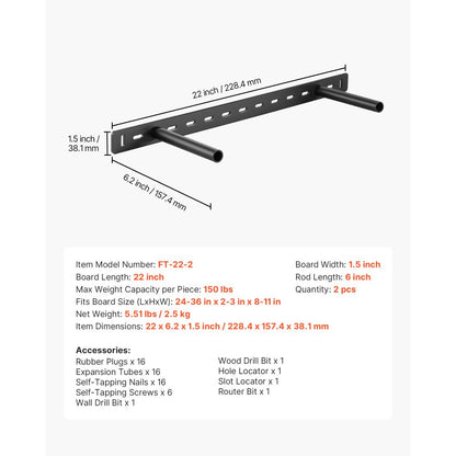 2 Pcs Shelf Bracket 22 inch / 558.4 mm Heavy Duty Floating Shelf Brackets