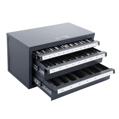 Three-Drawer Steel End Mill Organizer Cabinet, 29 Compartments, 375 x 200 x 200 mm