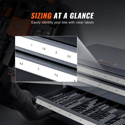 Three-Drawer Drill Bit Organizer Cabinet, Steel, 1mm-13mm, Stackable Design