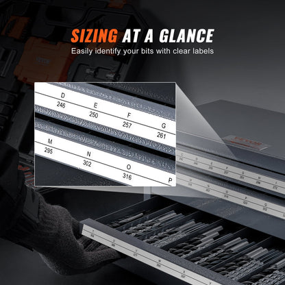 Three-Drawer Steel Drill Bit Organizer Cabinet with Labels, 27 Compartments