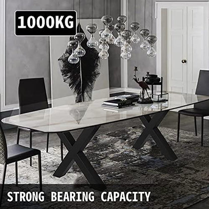 Set of 2 Black Steel Table Legs, 0.72m Height, 0.6m Wide, Heavy Duty X-Frame