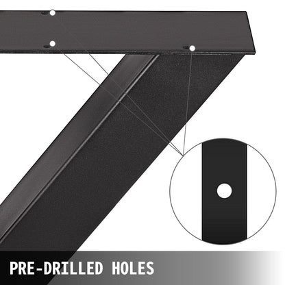 VEVOR Set of 2 Steel Table Legs, 28\'\'Height 24\'\'Wide Dining Table Legs, Heavy