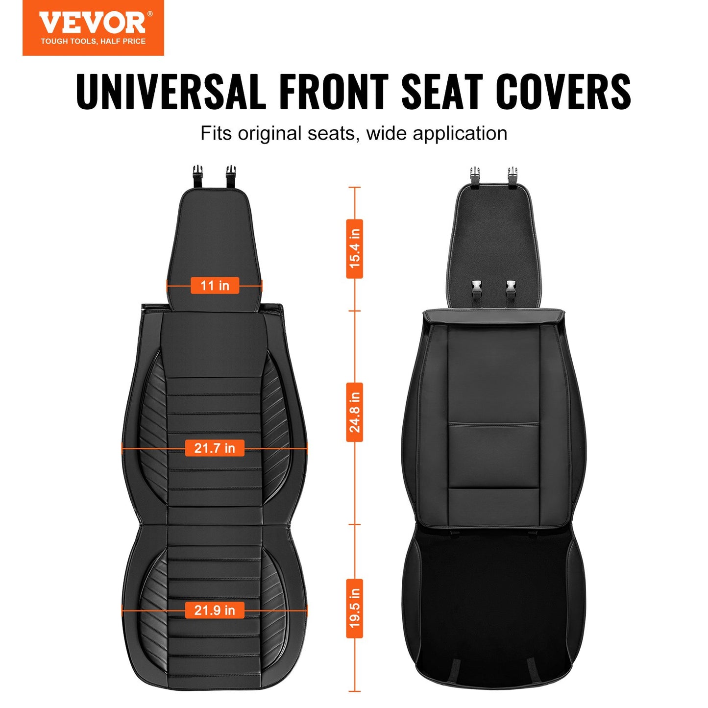VEVOR Seat Covers, Universal Car Seat Covers Front Seats, 2pcs Faux Leather Seat