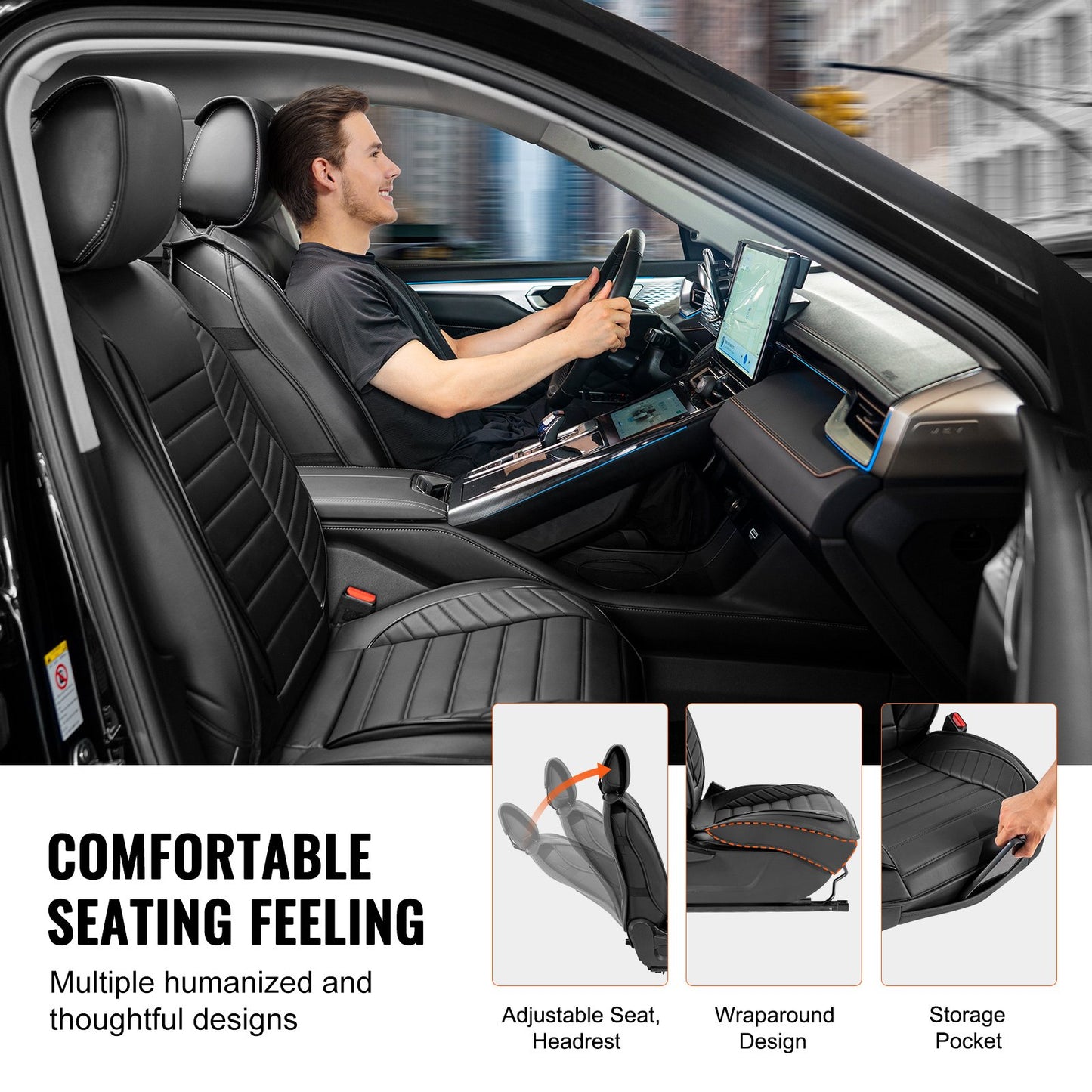 VEVOR Seat Covers, Universal Car Seat Covers Front Seats, 2pcs Faux Leather Seat