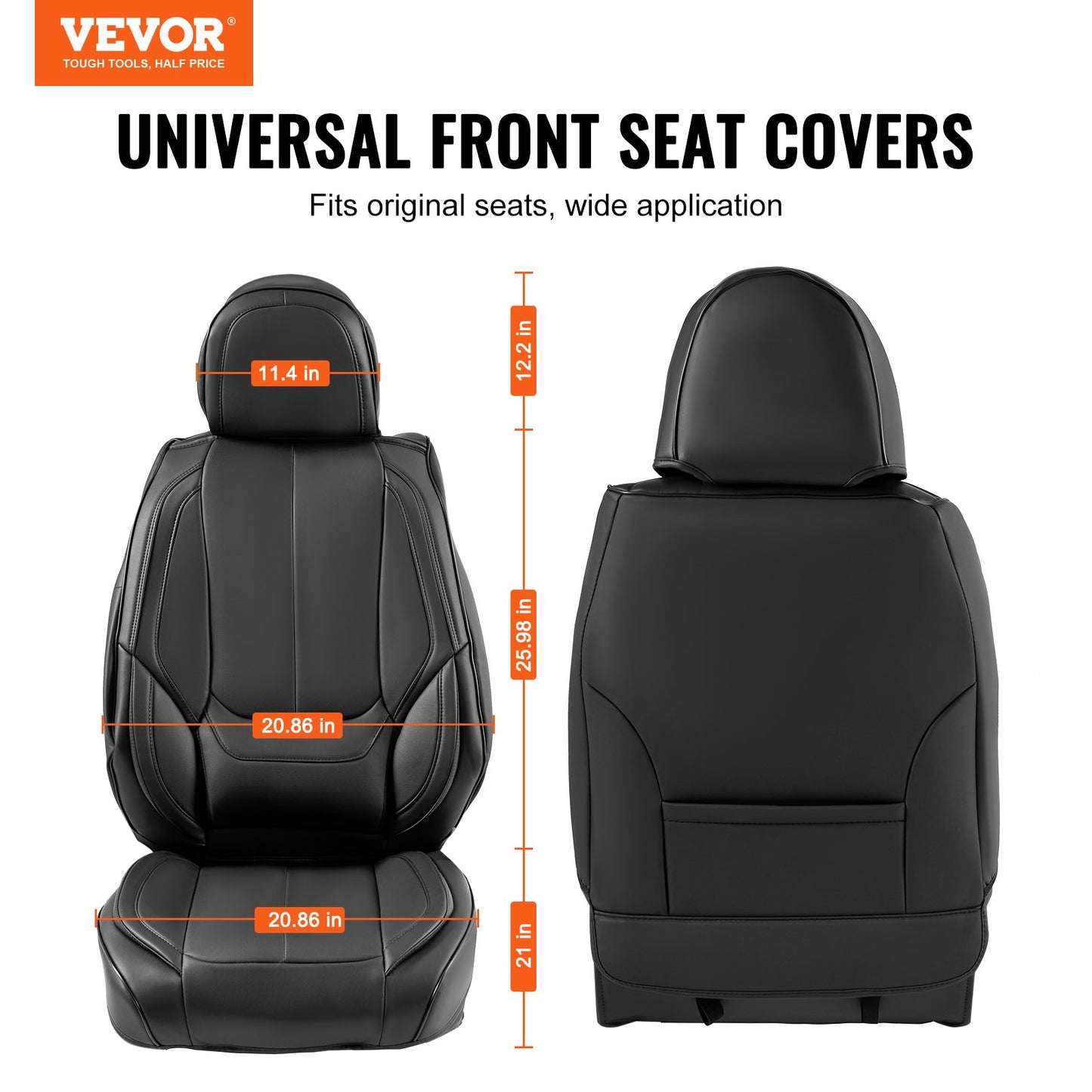 VEVOR Seat Covers, Universal Car Seat Covers Front Seats, 6pcs Faux Leather Seat