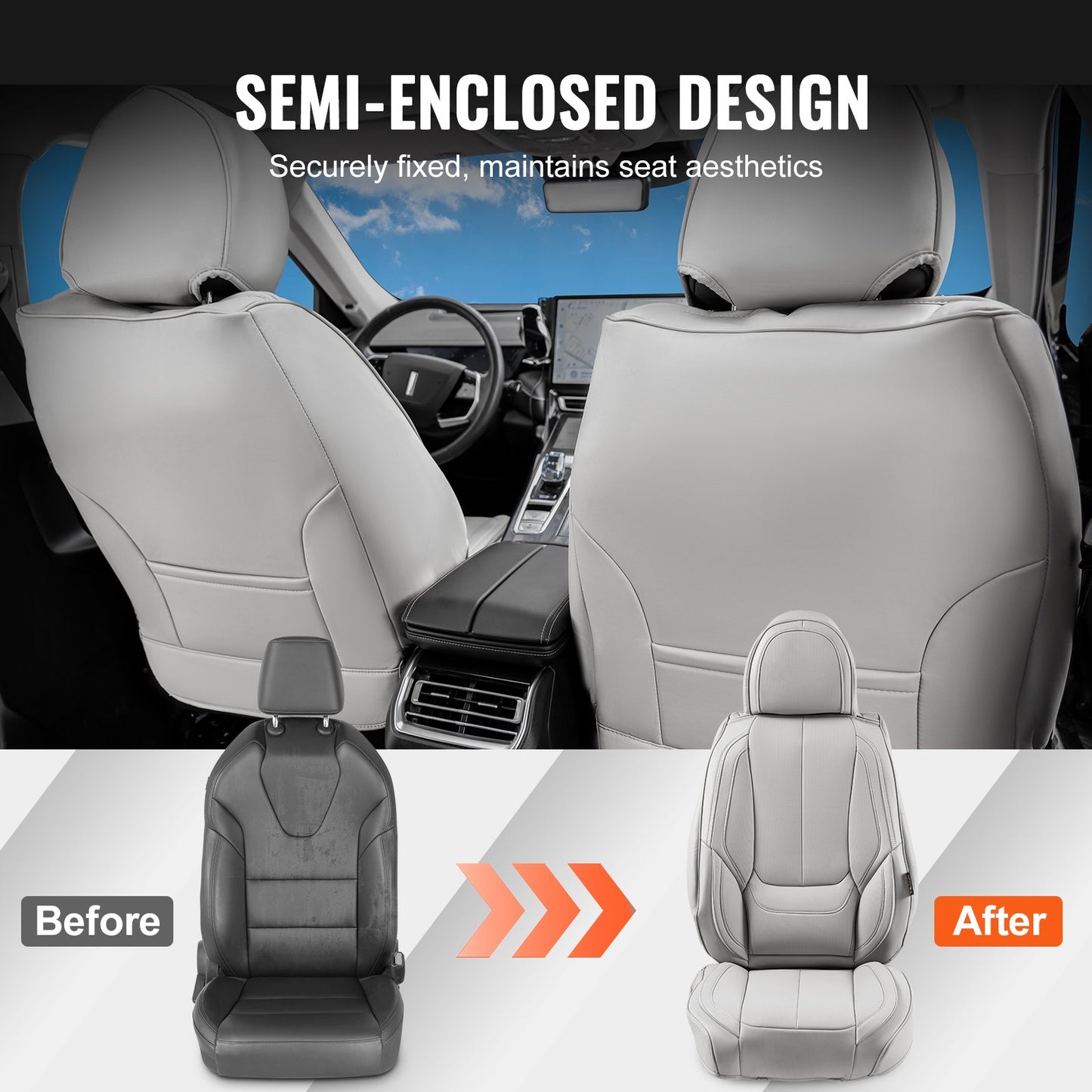 VEVOR Seat Covers, Universal Car Seat Covers Full Set Seats, Front and Rear Seat,