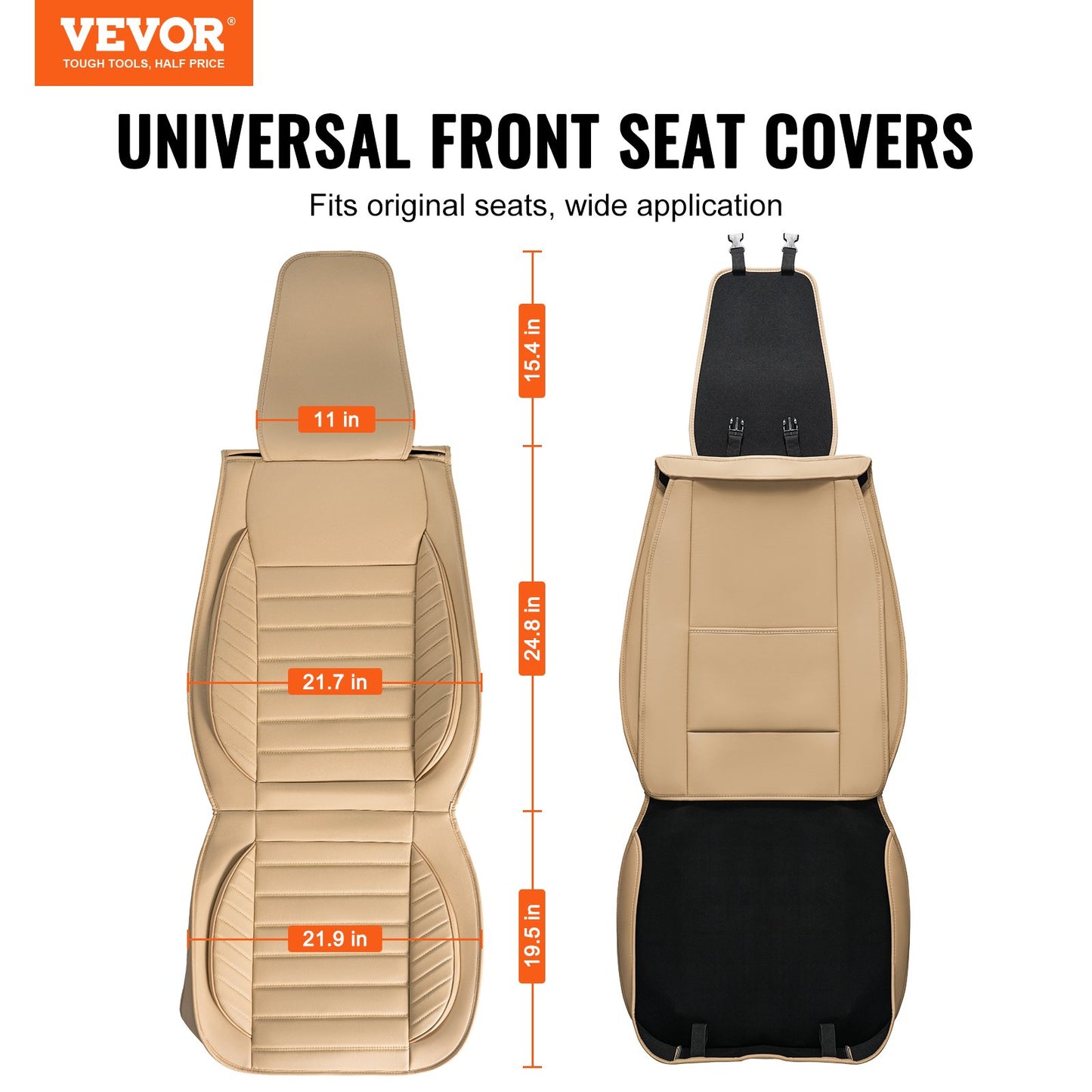 VEVOR Seat Covers, Universal Car Seat Covers Front Seats, 2pcs Faux Leather Seat