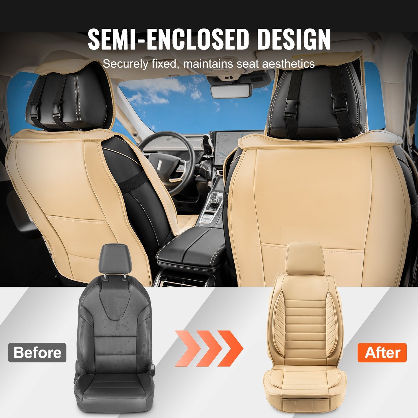 VEVOR Seat Covers, Universal Car Seat Covers Front Seats, 2pcs Faux Leather Seat