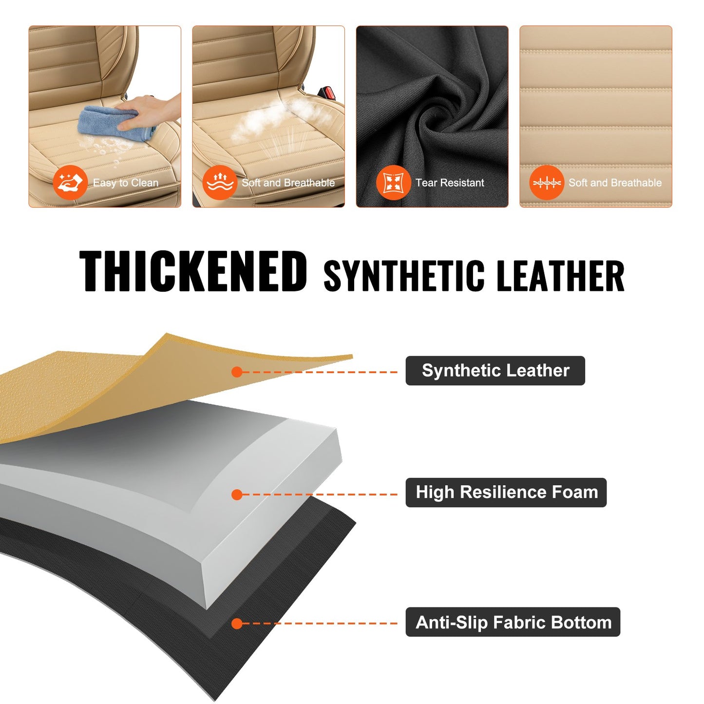 VEVOR Seat Covers, Universal Car Seat Covers Front Seats, 2pcs Faux Leather Seat
