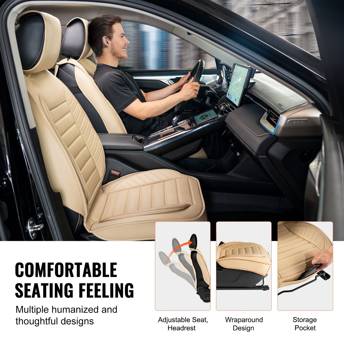 VEVOR Seat Covers, Universal Car Seat Covers Front Seats, 2pcs Faux Leather Seat