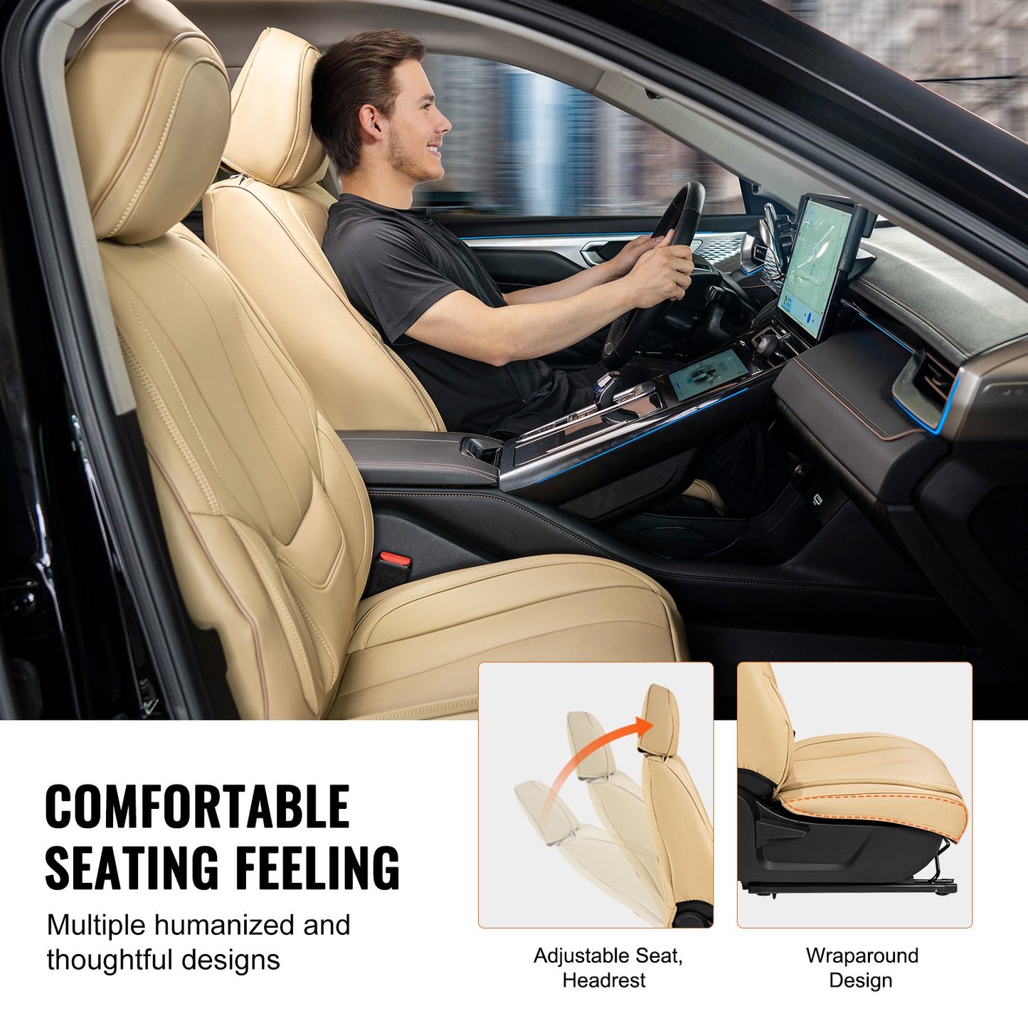 VEVOR Seat Covers, Universal Car Seat Covers Front Seats, 6pcs Faux Leather Seat